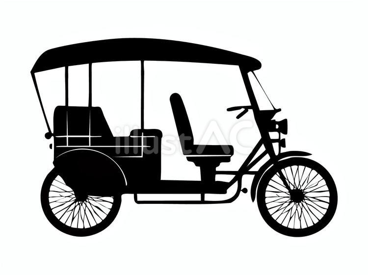 シルエット【人力車】 人力車,乗り物,シルエットのイラスト素材