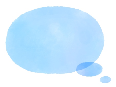 手描き水彩の楕円吹き出し（ブルー） 吹き出し,水彩,手描き,フレーム,枠,青,水色,涼しい,爽やか,清潔のイラスト素材