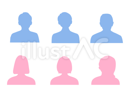 人物シルエット男女カラーアイコンセット1