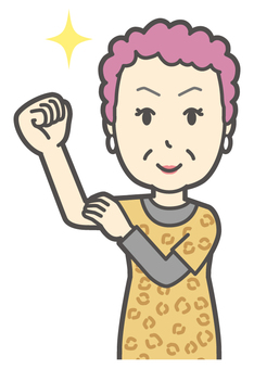  大阪のおばちゃん-174-バスト 腕まくり,おばちゃん,大阪,ヒョウ柄,おばはん,中年,女性,関西,派手,おばさんのイラスト素材