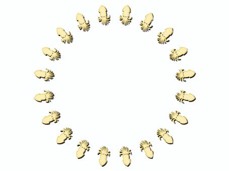 イカのフレ−ム　円 イカ,いか,円,丸,サ−クル,フレ−ム,ポストカード,メッセージカード,飾り枠,あしらいのイラスト素材