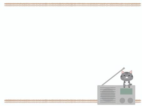 ラジオ_猫 ラジオ,猫,さばとら,動物,かわいい,防災,フレームのイラスト素材