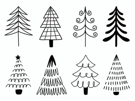 北欧テイストの木セット 北欧テイストの木セット 冬,雪,雪景色,ツリー,森,木,植物,自然,北欧,シンプルのイラスト素材