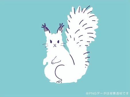 かわいいシンプルな白いリス リス,冬毛,もふもふ,毛,警戒,見る,立つ,エゾリス,アイコン,動物のイラスト素材