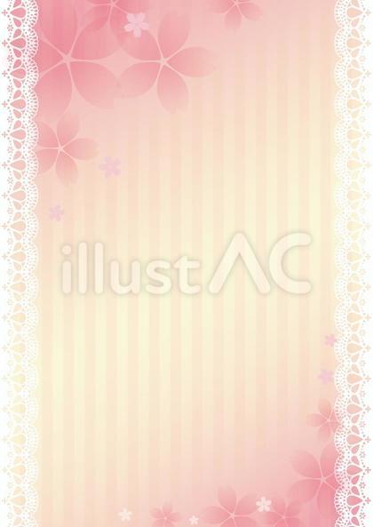 レース桜ストライプ背景ピンク_縦