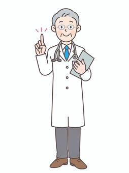 Male doctor pointing (senior) _ whole body, doctor, a doctor, doctor, JPG, PNG and AI