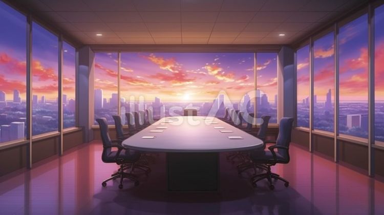 VIP専用会議室＿アニメ背景 会議室,オフィス,会社のイラスト素材