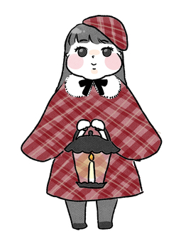 ランタン ランタン,女の子,ベレー帽のイラスト素材