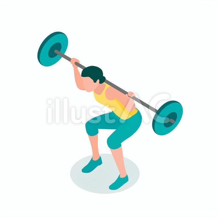 ウエイトトレーニング＿運動 運動,女性,スポーツのイラスト素材