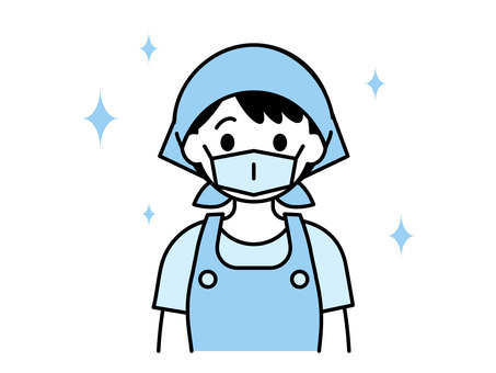 エプロンとマスクを着けた女性スタッフ03 エプロンとマスクを着けた女性スタッフ03 人物,女性,管理栄養士,清掃員,ハウスキーパー,飲食店,スタッフ,介護士,介護福祉士,ボランティアのイラスト素材