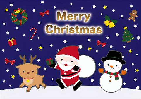 クリスマスのサンタ・トナカイ・雪だるま