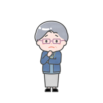 ミニ_単体_私服のシニア女性25 女性,大人,シニア,高齢者,お年寄り,中年,私服,プライベート,全身,正面のイラスト素材