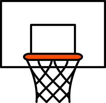 白のバスケットゴールです。 バスケットボール,シンプル,ゴール,ネット,バックボード,シュート,ダンク,屋外,室内,体育館のイラスト素材