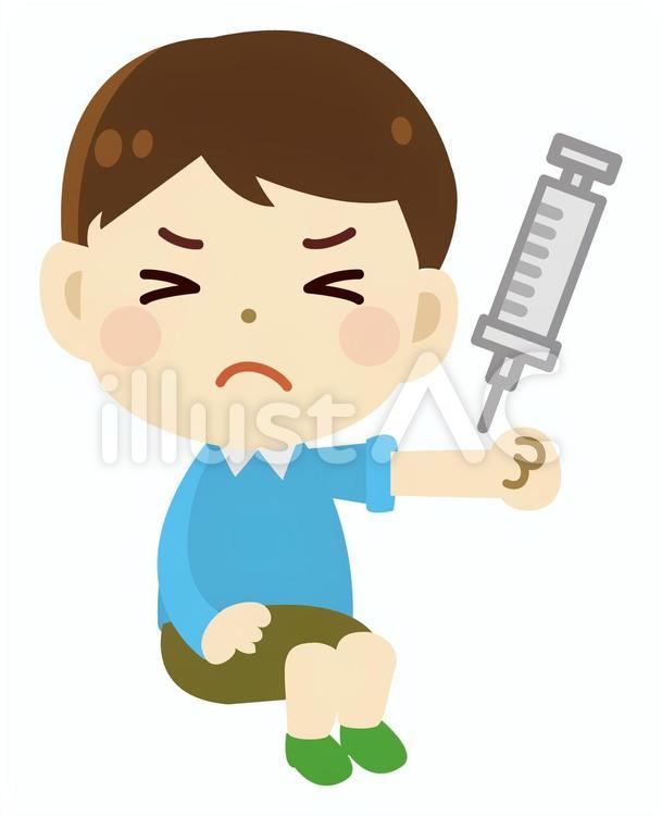 注射をうける子ども　線なし 子供,注射,風邪のイラスト素材