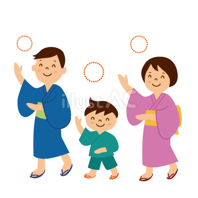 お盆（打ち上げ花火と盆踊りを踊る人物） お盆,お祭り,打ち上げ花火のイラスト素材