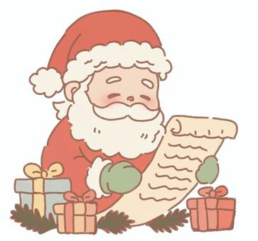 手紙を読むサンタ サンタクロース,クリスマス,白髭,おじいさん,人物,手紙,紙,古紙,メモ,リストのイラスト素材