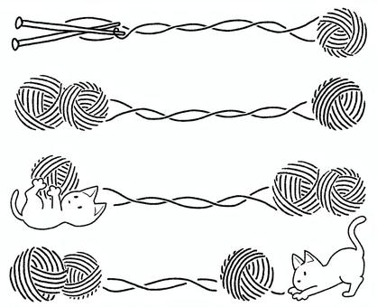 毛糸と子猫のフレーム罫 線画 毛糸と子猫のフレーム罫 線画 毛糸,子猫,線画,罫,丸い,あそぶ,編み棒のイラスト素材