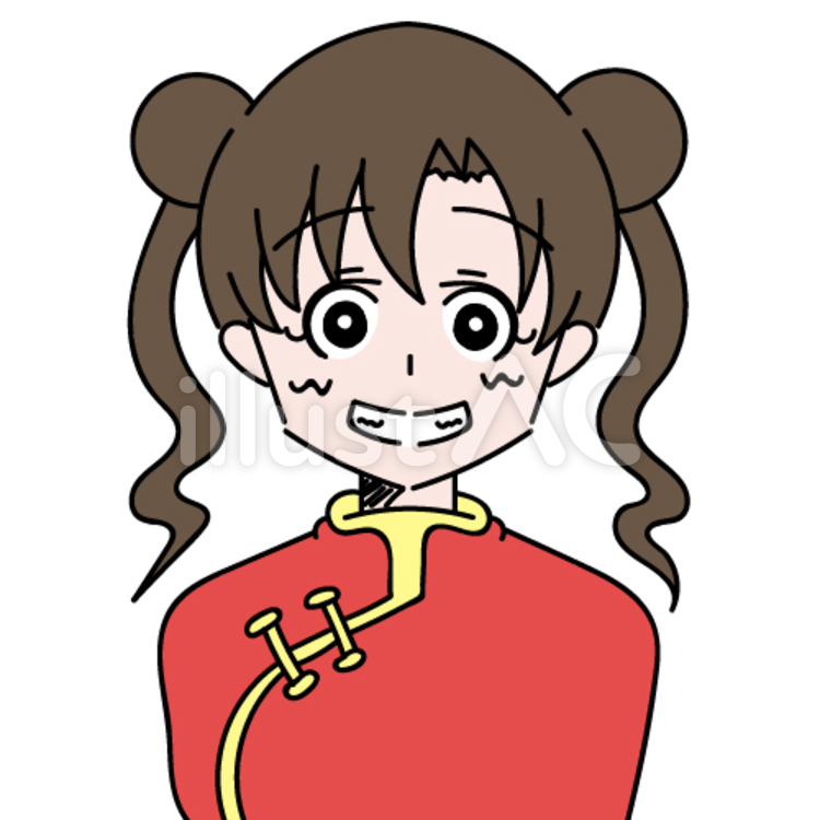 チャイナ娘　歯見せ笑 チャイナ服,チャイナ娘,笑顔のイラスト素材