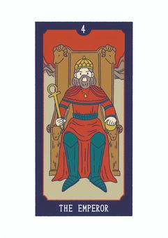 タロット_4皇帝_手描きイラスト タロット,tarot,皇帝,人物,カード,占いのイラスト素材