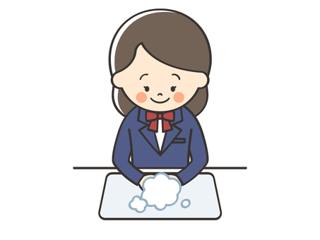 手を洗う女子学生 女の子,中学生,高校生,手洗い,手,洗う,清潔,対策,予防,感染のイラスト素材