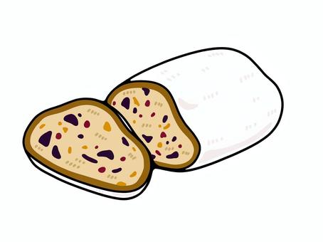 シンプルなシュトーレンのイラスト シュトーレン,ケーキ,クリスマス,焼菓子,ドイツ菓子,スイーツ,デザート,伝統菓子,ドライフルーツ,食べ物のイラスト素材