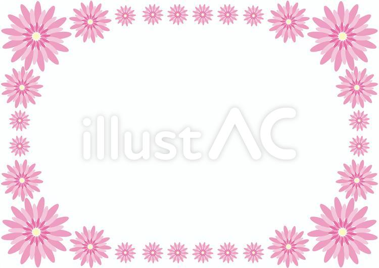 フレーム-可憐花-ピンク 花,メモ,便箋のイラスト素材