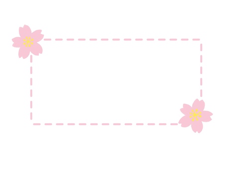 桜と点線のシンプルフレーム 桜,春,花,フレーム,点線,ピンク,入学式,卒業式,かわいい,シンプルのイラスト素材