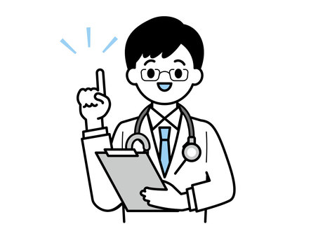 白衣を着た男性のイラスト03 人物,男性,20代,30代,40代,医療,専門,医師,内科,外科のイラスト素材