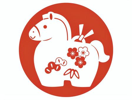 午 和,正月,土鈴,年賀,元旦,年賀状,1月,十二支,干支,梅のイラスト素材