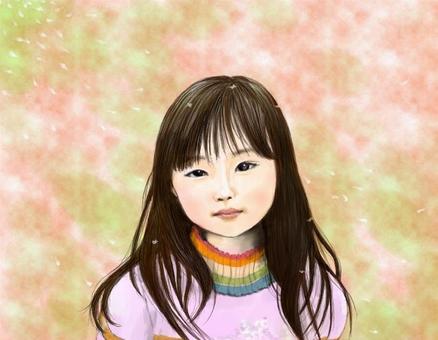 소녀 상반신 벚꽃 눈보라 소녀 상반신 벚꽃 눈보라