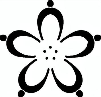 モノクロの五弁花シンボル モノクロの五弁花シンボル シンボル,マーク,花,フローラル,五弁花,梅,桜,パターン,黒,線画のイラスト素材