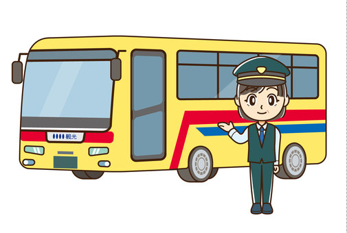 観光バスの運転手（年配女性） 運転手,バス,バスドライバー,制服,人物,女性,案内,交通機関,帽子,仕事のイラスト素材