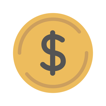 ドル貨幣のイメージイラスト　ゴールド コイン,お金,ドル,貨幣,硬貨,丸,シンプル,金,支払い,収入のイラスト素材