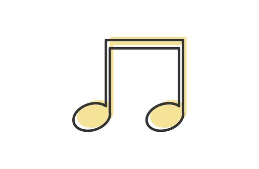 黄色い連桁付きの八分音符アイコン 音楽,音符,アイコン,連桁付き音符,八分音符,2つ,記号,歌,リズム,メロディのイラスト素材