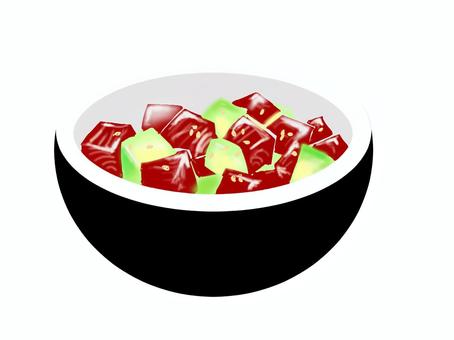 マグロのポキ ポキ,まぐろ,アボカド,ダイスカット,サイコロカット,ハワイ,料理,一品料理,食べ物のイラスト素材