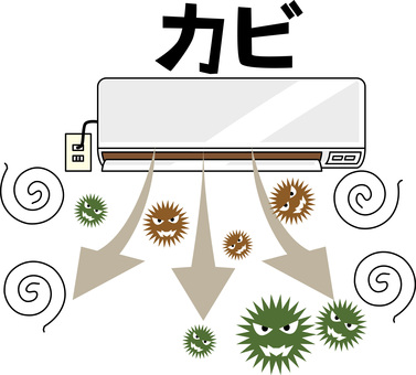 エアコンカビ　 エアコン,カビ,菌,飛ぶ,汚れ,不快,手入れ,風,家電,部屋のイラスト素材