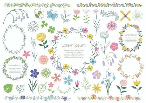 花のエレメント　ベクターイラストセット 花,セット,植物のイラスト素材