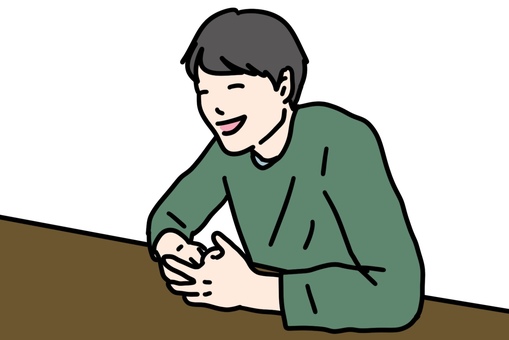 smiling man, smiling man, male, machine, desk,
