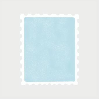 水彩風　切手フレーム（長方形・ブルー） 切手,切手フレーム,フレーム,水彩,手描き風,くすみカラー,ナチュラル,シンプル,テクスチャ,素材のイラスト素材
