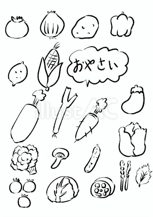 野菜　セット　線画 野菜,セット,詰め合わせのイラスト素材