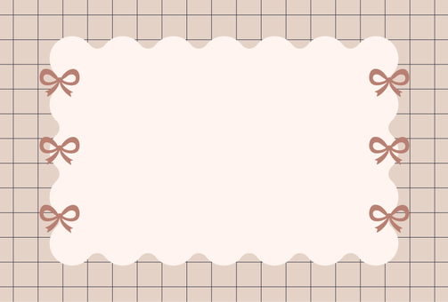 リボンのなみなみフレーム　ブラウン フレーム,リボン,ふにゃふにゃ,もこもこ,なみなみ,ぐにゃぐにゃ,冬,バレンタイン,四角,方眼のイラスト素材
