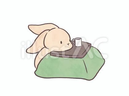 こたつに入るうさぎ