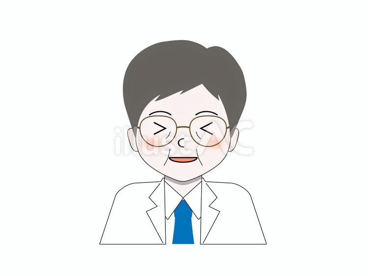はしゃいだ表情の白衣にメガネの人物 人物,医療,病院のイラスト素材