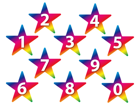 数字（星アイコン・グラデーション）03 数字,ナンバー,番号,スター,星,虹,レインボー,グラデーション,セット,アイコンのイラスト素材