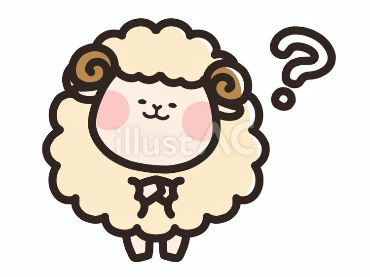 腕を組んで考えているひつじ ひつじ,羊,キャラクターのイラスト素材