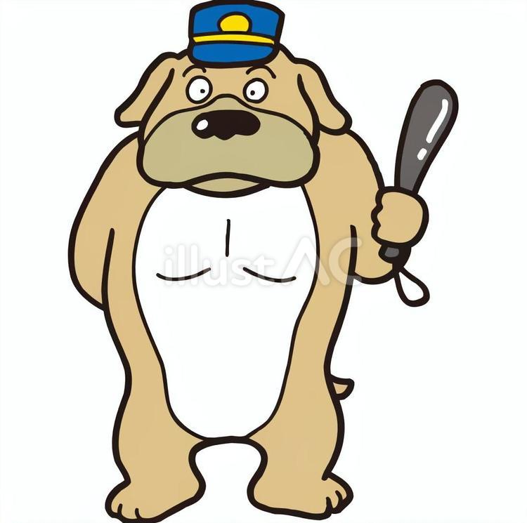 犬のおまわりさん。マスチフ 犬,動物,コミカルのイラスト素材