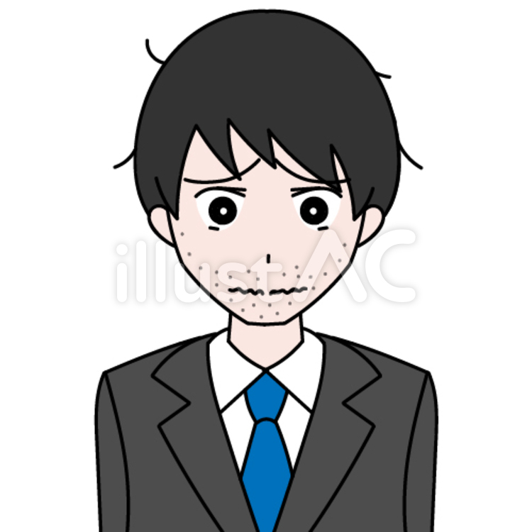 社会人男　無精ひげ 無精ひげ,不潔,しんどいのイラスト素材
