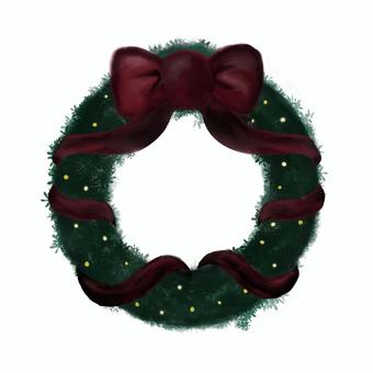 リース リース 手描き,デコ,シンプル,リース,クリスマス,xmas,リボンのイラスト素材