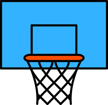 青のバスケットゴールです。 バスケットボール,シンプル,ゴール,ネット,バックボード,シュート,ダンク,屋外,室内,体育館のイラスト素材