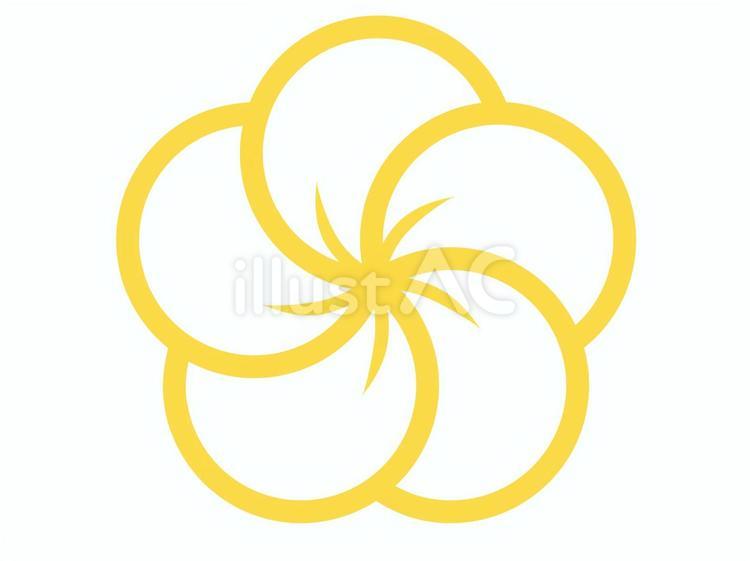 吉祥文様：捻り梅（ねじり梅）（黄） 梅,花梅,ねじり梅のイラスト素材